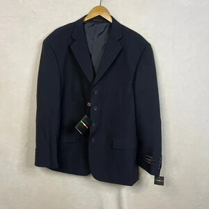 NWT Lucci Collezione Men's 48R Navy Hand Tailored Peaked‎ Lapel Suit Jacket